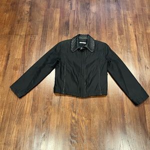 Trilogy Collections Black Jacket with Leather Collar